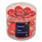 Üveggömb akasztós piros 2,5cm 24db-os