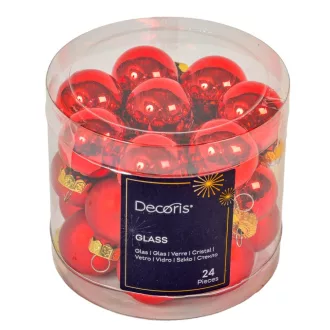 Üveggömb akasztós piros 2,5cm 24db-os