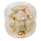 Üveg forma akasztós gyöngy-arany 4cm 12db-os