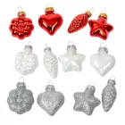 Üveg forma akasztós  piros-fehér 4cm 12db-os