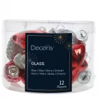 Üveg forma akasztós  piros-fehér 4cm 12db-os