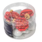 Üveg forma akasztós  piros-fehér 4cm 12db-os