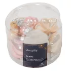 Üveg forma akasztós  rózsaszín-krém-fehér mix  4cm 12db-os