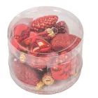 Üveg forma akasztós  piros 4cm 12db-os