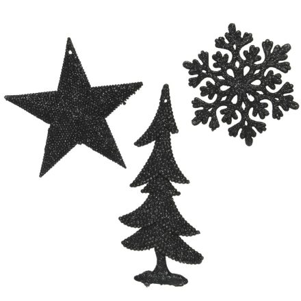 Akasztós karácsonyi dísz glitteres fekete 10cm