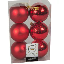 Műanyag gömb karácsony piros 8cm 6db-os