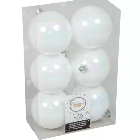 Műanyag gömb irizáló fehér 8cm 6db-os