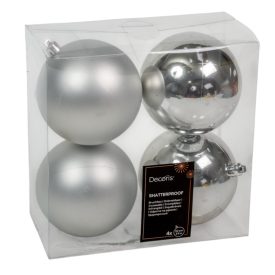 Műanyag gömb ezüst 10cm 4db-os