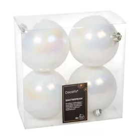 Műanyag gömb irizáló fehér 10cm 4db-os