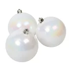Műanyag gömb irizáló fehér 10cm 4db-os
