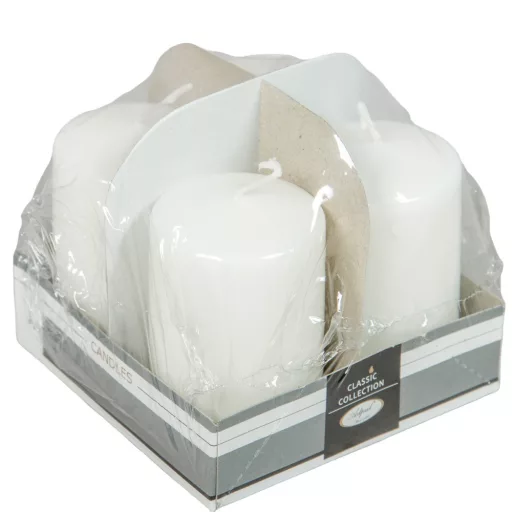 Lakkozott adventi gyertya 80x50mm fehér  4db/csom (db ár)