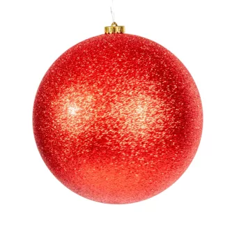 Műanyag gömb glitteres karácsony piros 20cm