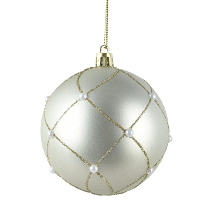 Gyöngyös, glitteres műanyag gömb gyöngy 8cm
