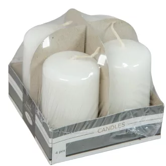 Lakkozott adventi gyertya 70x40mm fehér 4db/csom (db ár)