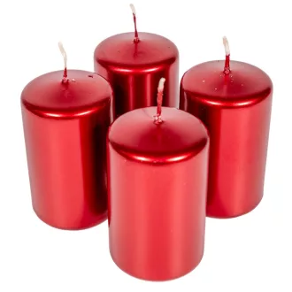 Metál adventi gyertya 80x50mm piros 4db/csom (db ár)