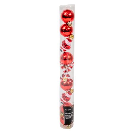 Figurás gömb karácsony piros 4,2cm 10db-os