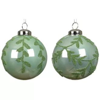 Fenyő mintás gömb jeges menta 8cm