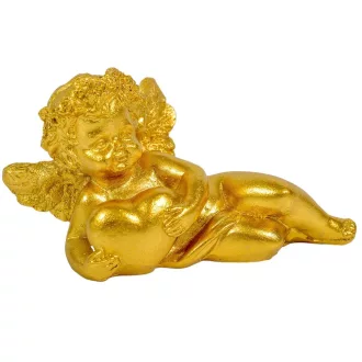 Angyal fekvő szívvel poly arany M5x8cm
