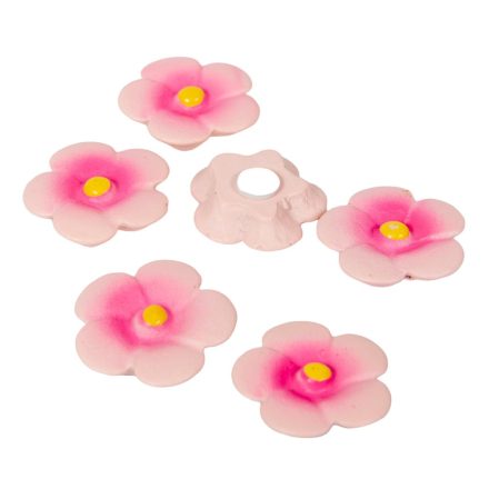 Virágfej poly rózsaszín 3cm 6db-os