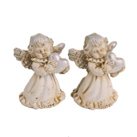 Angyal szívvel poly antik M5cm 2db-os