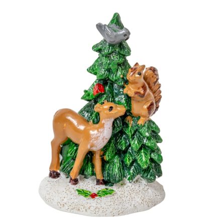 Fenyőfa állatokkal poly M7,5cm