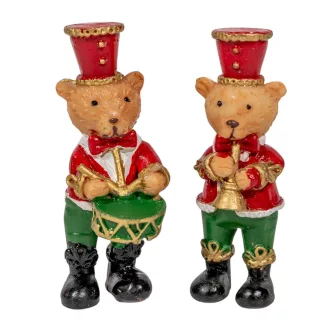 Diótörő maci poly piros-zöld M7cm 2db-os