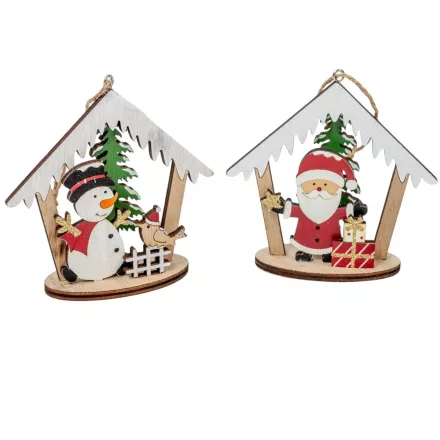 Házikó kari figurával fa akasztós 11cm