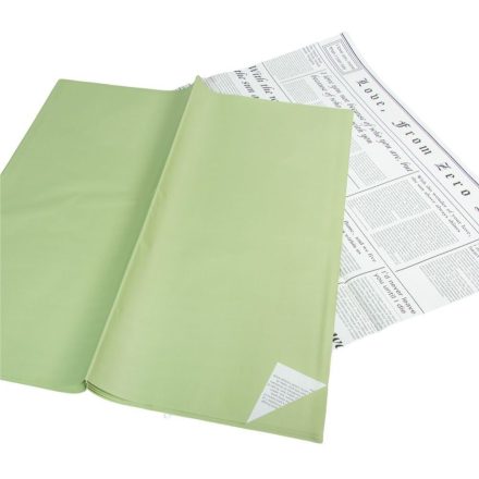 Csomagoló fólia újságmintás zöld 58x58cm 20db-os