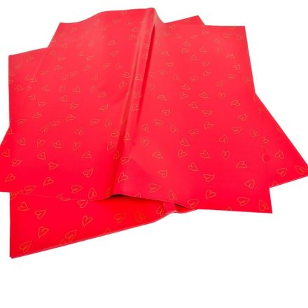 Csomagoló fólia szivecskés piros 58x58cm 20db-os
