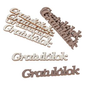 Gratulálok felirat fa fehér-barna 10cm 10db-os