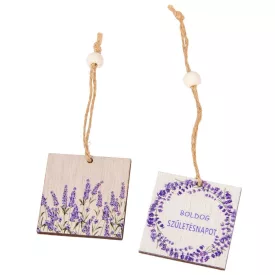 Levendula mintás fa akasztós dísz 5cm
