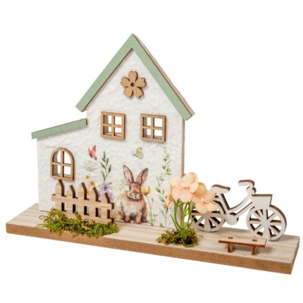 Házikós, biciklis fa dísz M17x24cm