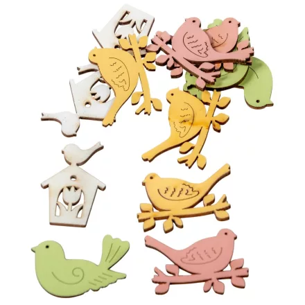 Fa madár 12db-os színes 3,5cm
