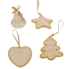 Textil akasztós karácsonyi dísz arany 7cm