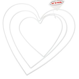 Szív fém szett fehér 15-20-24cm 3db-os