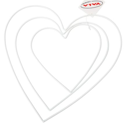 Szív fém szett fehér 15-20-24cm 3db-os
