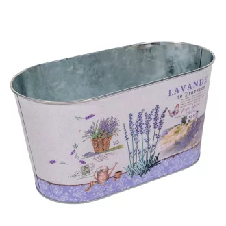 Bádog kaspó ovál levendula M12x23cm