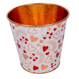 Bádog kaspó metál szív mintás D12cm M11cm