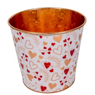 Bádog kaspó metál szív mintás D13cm M12cm