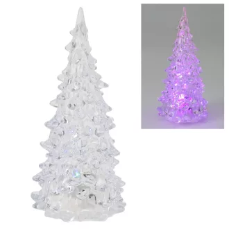 Akril karácsonyfa LED-es elemes multi 12cm