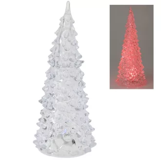 Akril karácsonyfa LED-es elemes multi 17cm