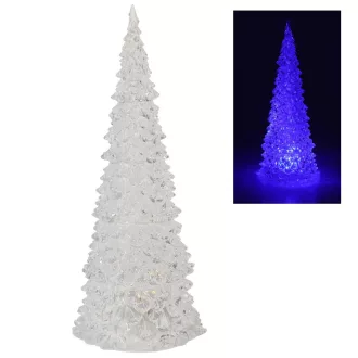 Akril karácsonyfa LED-es elemes multi 21cm