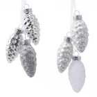 Üveg toboz fehér-ezüst 6cm 3db-os