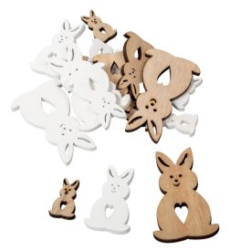 Nyuszi fa fehér-natúr 3-5-7cm 18db-os