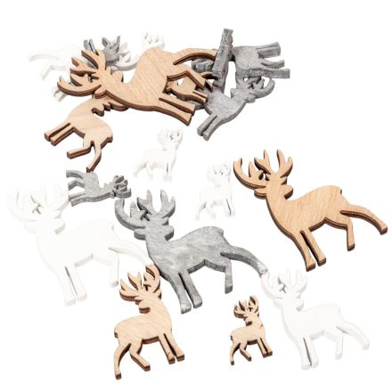 Szarvas fa 3-5-7cm fehér-szürke-natúr 18db-os