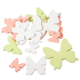 Pillangó fa rózsaszín-fehér-zöld 3-5-7cm 18db-os