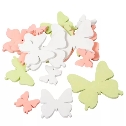 Pillangó fa rózsaszín-fehér-zöld 3-5-7cm 18db-os