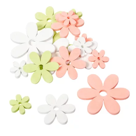 Virág fa rózsaszín-fehér-zöld 3-5-7cm 18db-os
