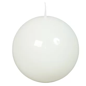 Lakkozott gömb gyertya 100mm fehér