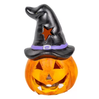 Halloween tök kalapos LED-es ker. M10cm